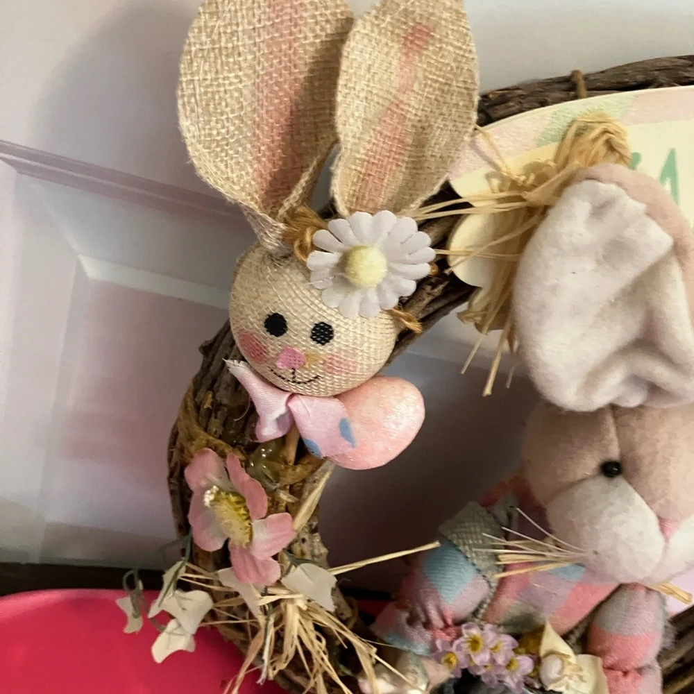 Easter Bunny Wreath with Pastel Accents